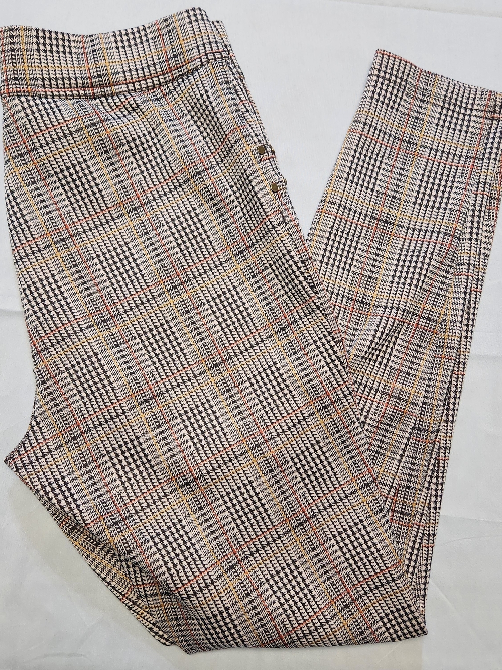 Soho Apparel Black & Brown Plaid Skinny Ankle Pull On Stretchy Pants Women Small